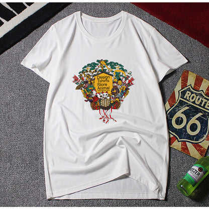 Men Plus Size Loose Graphic T-Shirt White 8XL