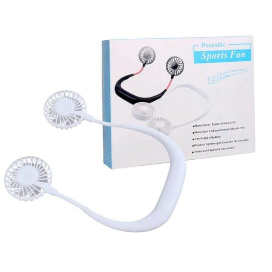 Portable Neck Fan with 2 Fans & 2 Pads