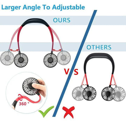 Portable Neck Fan with 2 Fans & 2 Pads