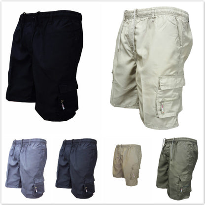 Men Khaki Cargo Shorts Loose Fit Summer Sports