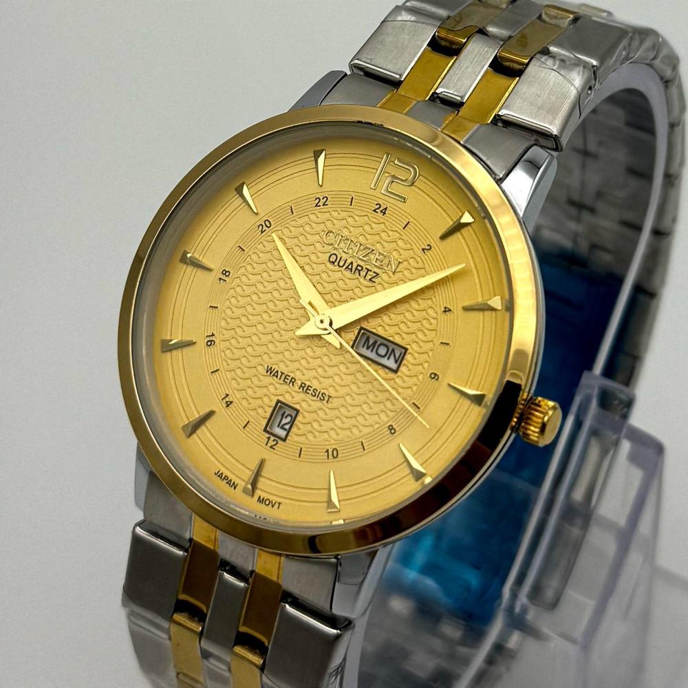 Men's Stainless Steel Watch Gold Accent Water Resistant