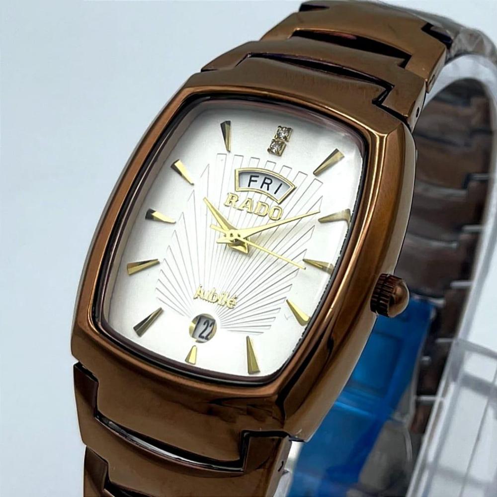 Men's Stainless Steel Sunburst Dial Watch Gold Tone