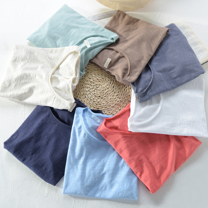 Men Cotton Round Neck T-Shirt Summer Short Sleeve