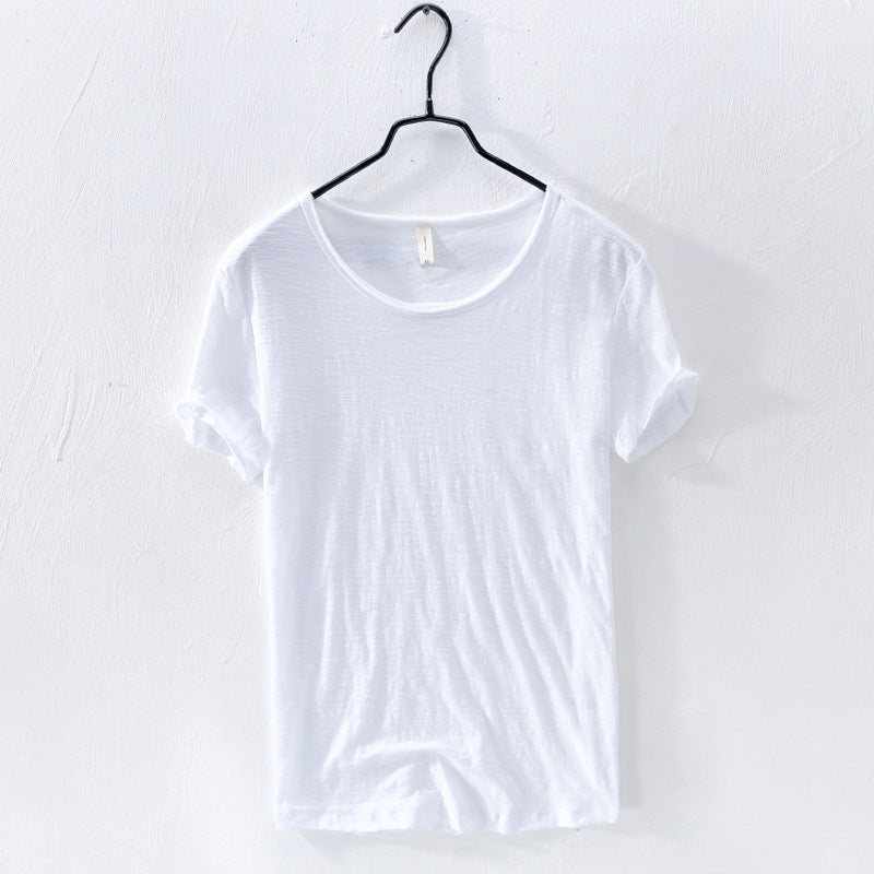 Men Cotton Round Neck T-Shirt Summer Short Sleeve