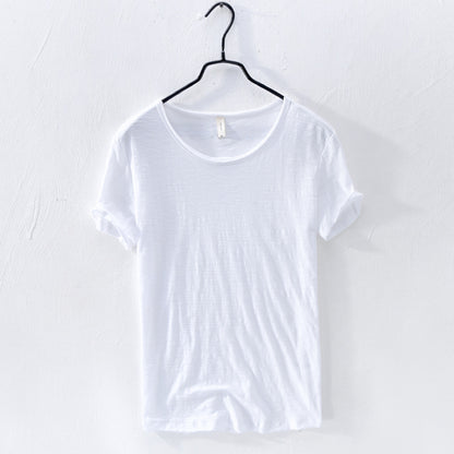 Men Cotton Round Neck T-Shirt Summer Short Sleeve