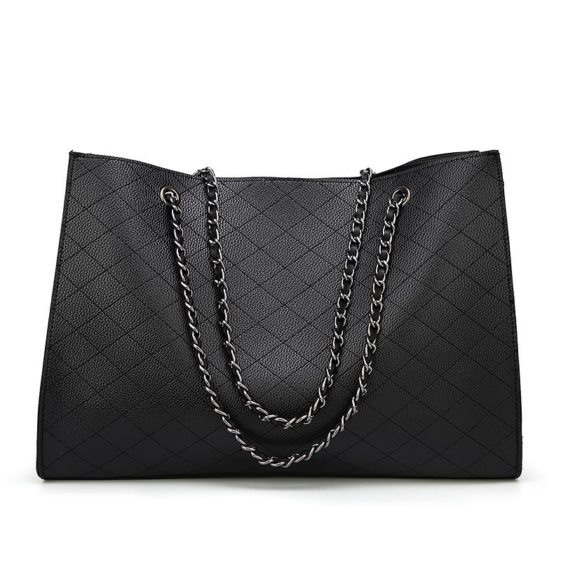 Black Rhombus Chain Shoulder Bag for Women