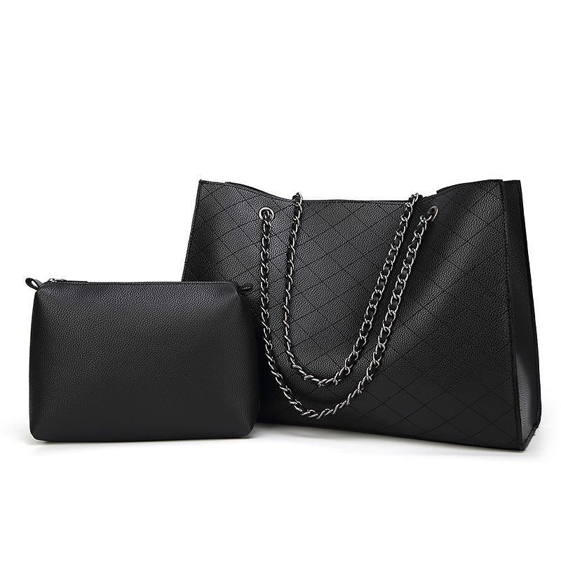Black Rhombus Chain Shoulder Bag for Women