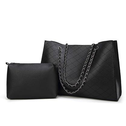 Black Rhombus Chain Shoulder Bag for Women