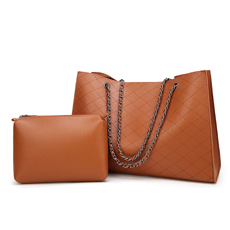 Black Rhombus Chain Shoulder Bag for Women