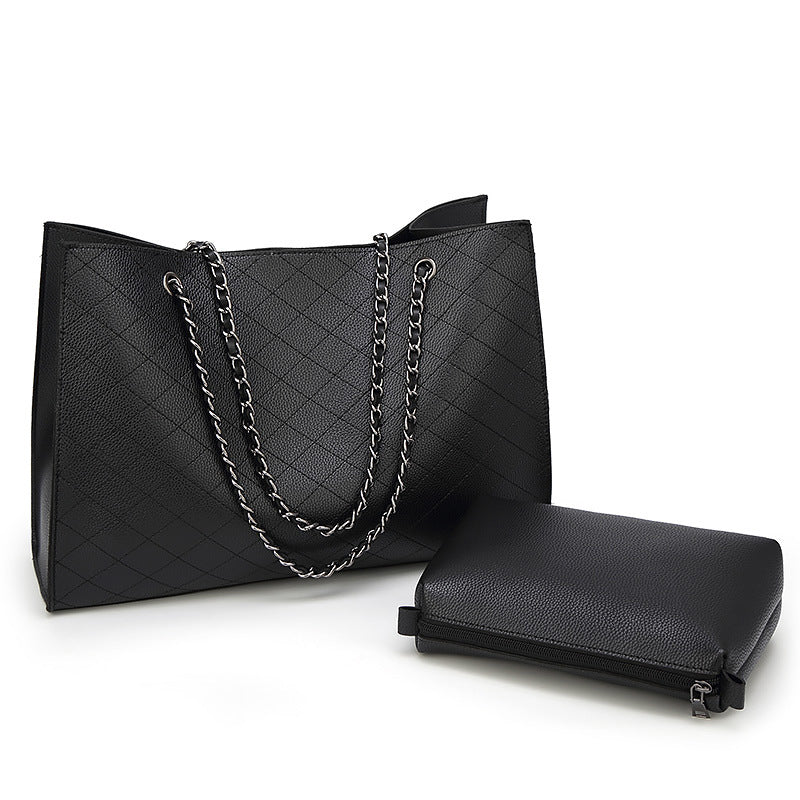 Black Rhombus Chain Shoulder Bag for Women