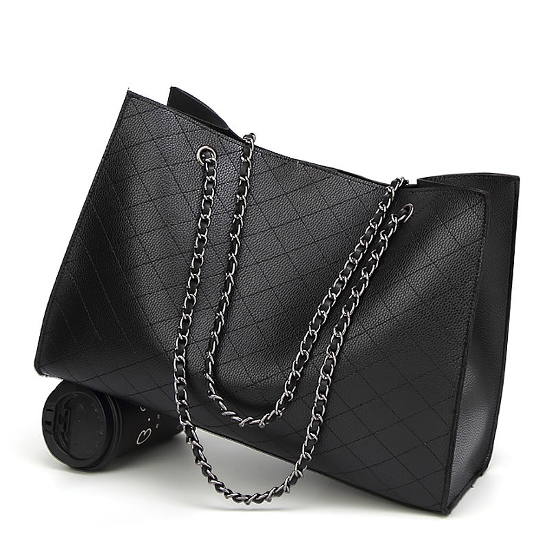 Black Rhombus Chain Shoulder Bag for Women