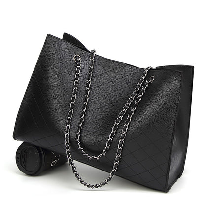 Black Rhombus Chain Shoulder Bag for Women