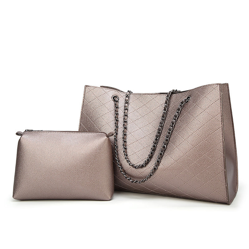 Black Rhombus Chain Shoulder Bag for Women