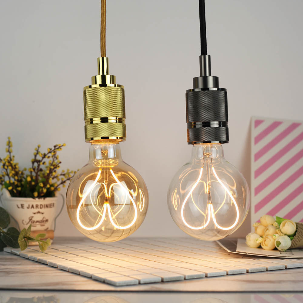 Vintage Heart-Shaped LED Bulbs Gold Black 110V