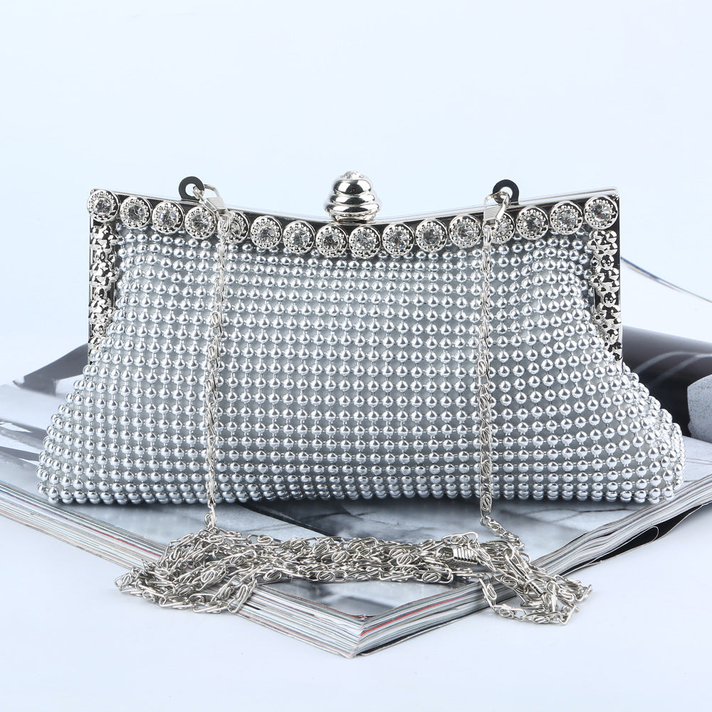 Silver Rhinestone Clutch for Weddings & Parties
