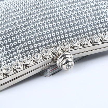 Silver Rhinestone Clutch for Weddings & Parties