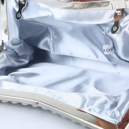 Silver Rhinestone Clutch for Weddings & Parties
