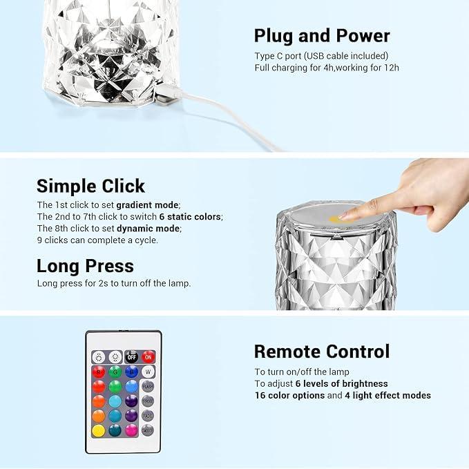 Rechargeable LED Table Lamp with Remote Control
