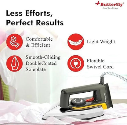 Stainless Steel Dry Iron Black Ergonomic Handle