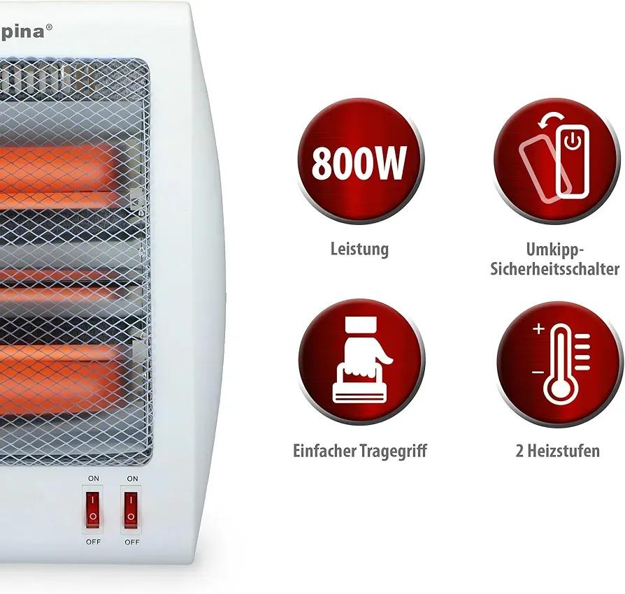 Electric Quartz Heater for Home Office 400W Stainless Steel