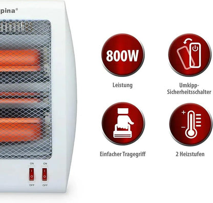 Electric Quartz Heater for Home Office 400W Stainless Steel