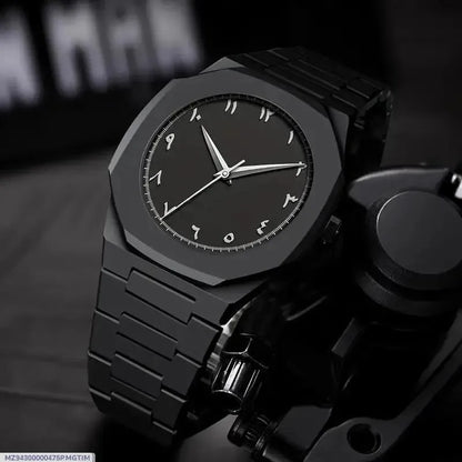 Black Octagonal Chain Watch for Men