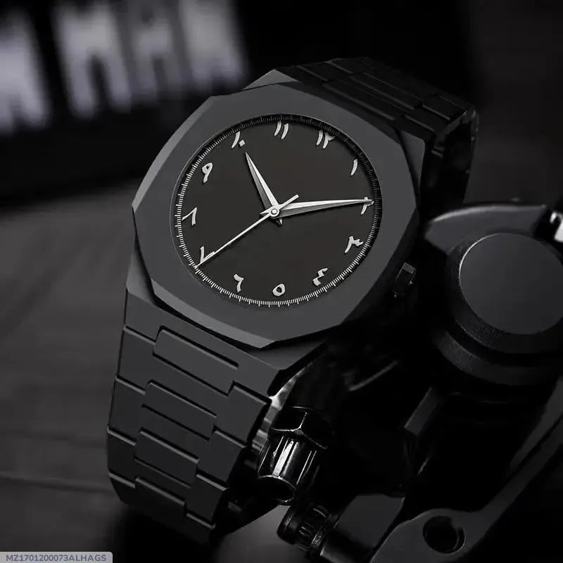 Black Octagonal Chain Watch for Men