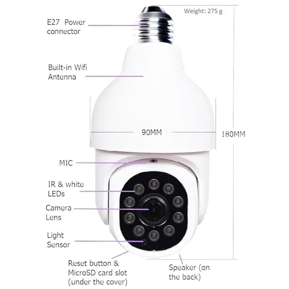 360 View Security Camera White ABS HD WiFi