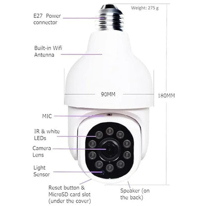 360 View Security Camera White ABS HD WiFi