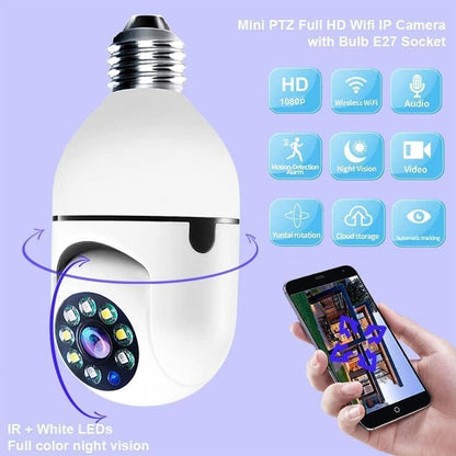 White 360-View PTZ Security Camera with Night Vision