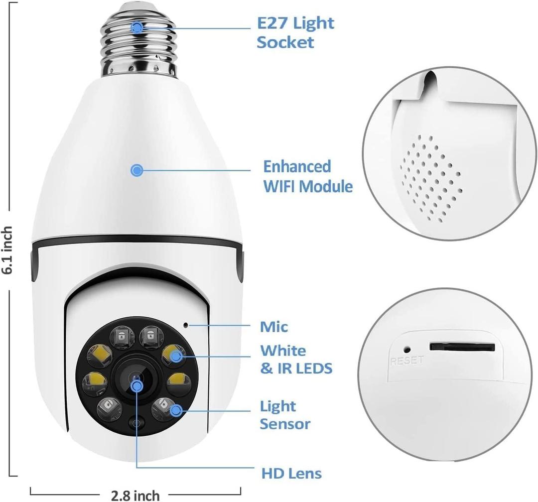 White 360-View PTZ Security Camera with Night Vision