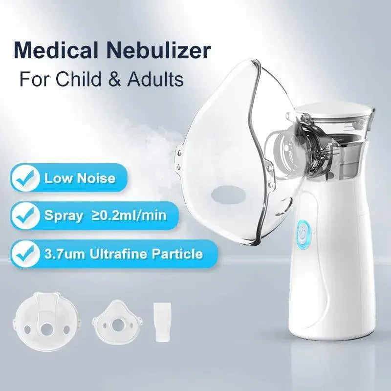 Portable Nebulizer for Kids & Adults, White, ABS Plastic, Easy Clean