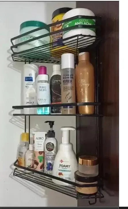 Black Stainless Steel Bathroom Organizer Multi-Tier Wall Mount