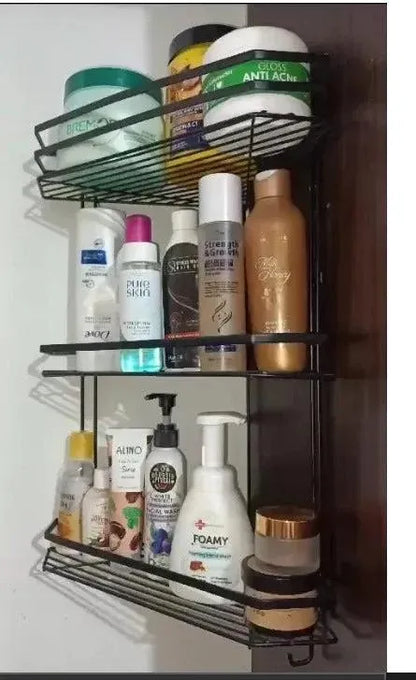 Black Stainless Steel Bathroom Organizer Multi-Tier Wall Mount
