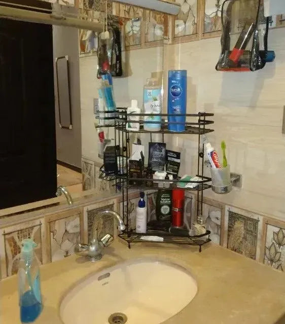 Black Stainless Steel Bathroom Organizer Multi-Tier Wall Mount
