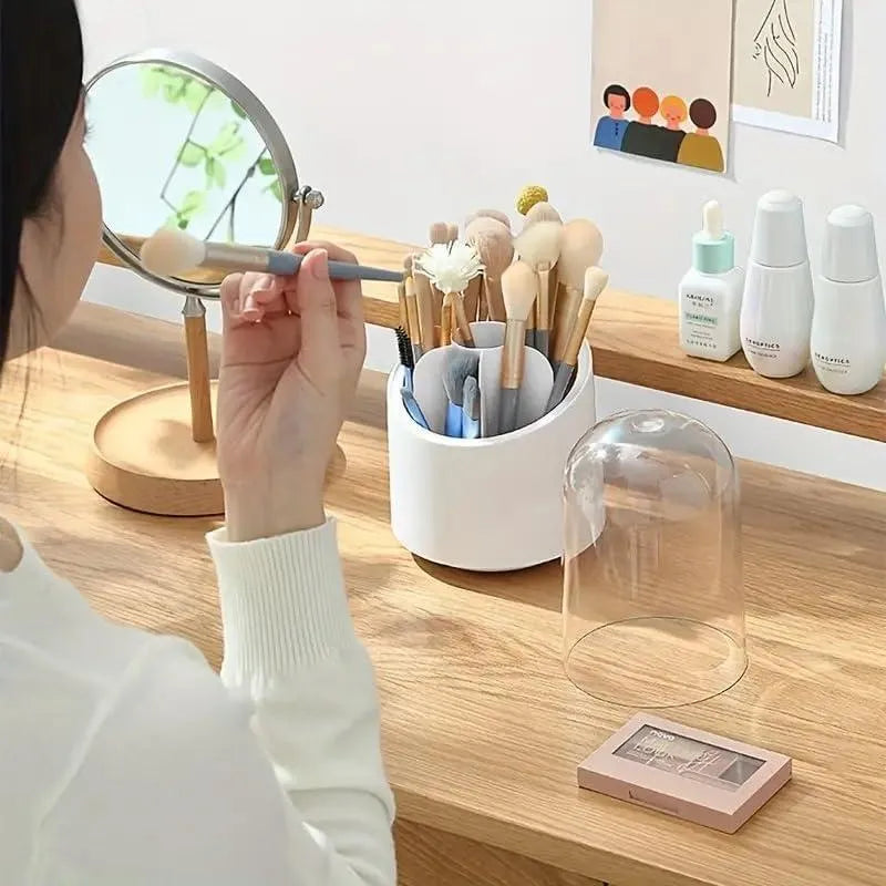 360 Degree Makeup Brush Organizer White ABS