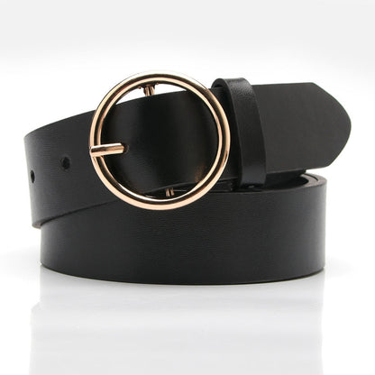 Women Round Buckle Jeans Belt Multi Color Casual