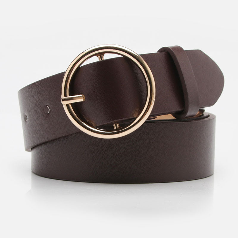 Women Round Buckle Jeans Belt Multi Color Casual