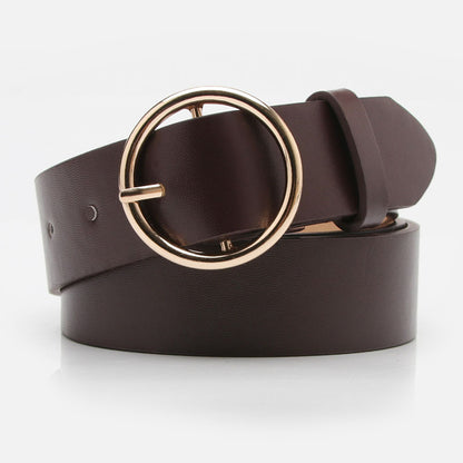 Women Round Buckle Jeans Belt Multi Color Casual