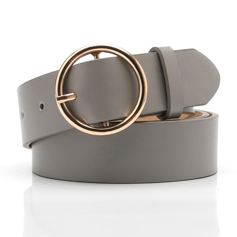 Women Round Buckle Jeans Belt Multi Color Casual
