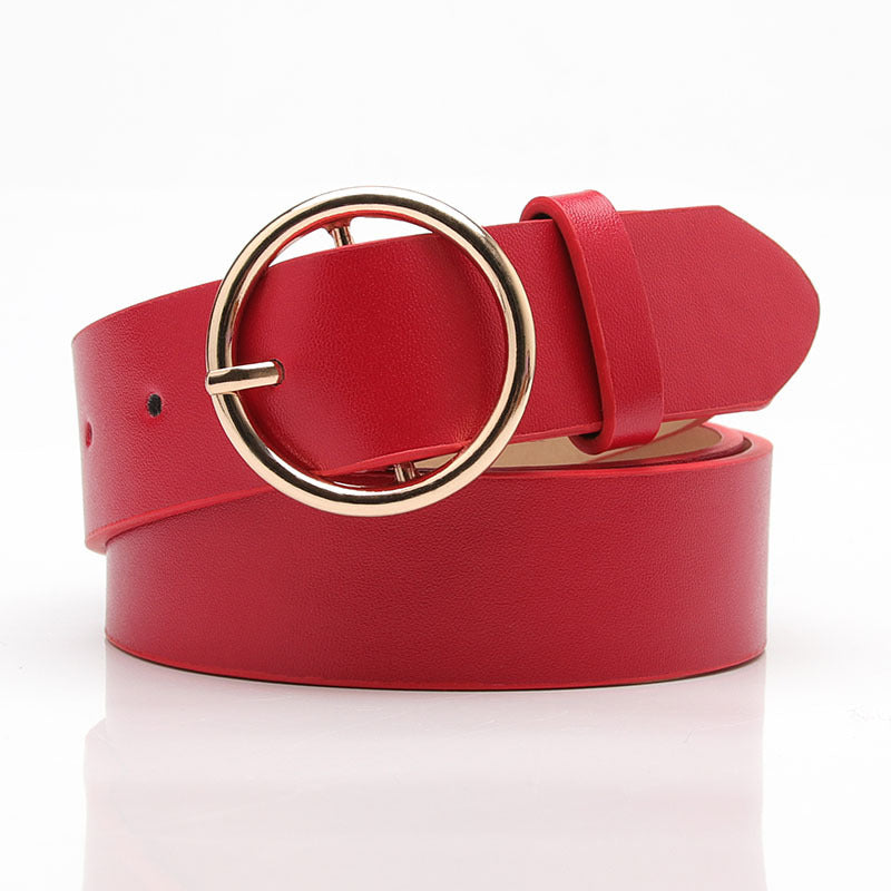 Women Round Buckle Jeans Belt Multi Color Casual