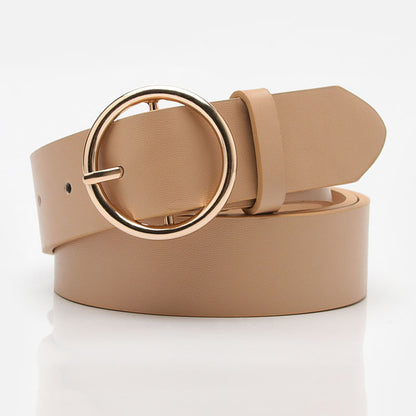 Women Round Buckle Jeans Belt Multi Color Casual