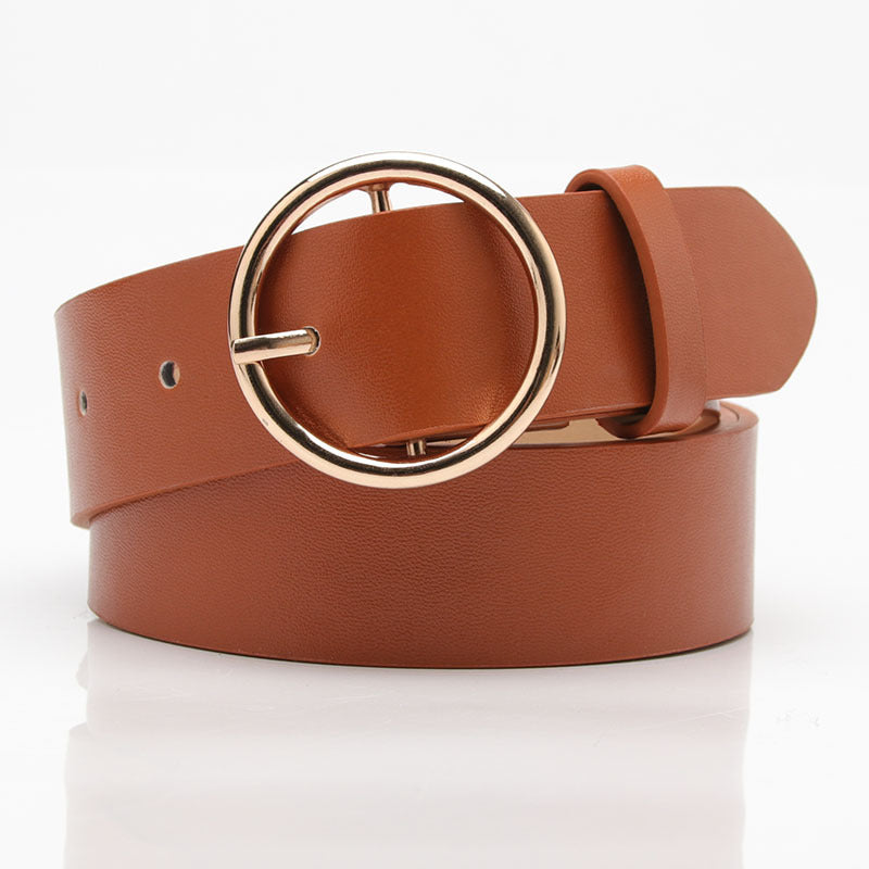 Women Round Buckle Jeans Belt Multi Color Casual