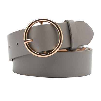 Women Round Buckle Jeans Belt Multi Color Casual