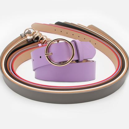 Women Round Buckle Jeans Belt Multi Color Casual