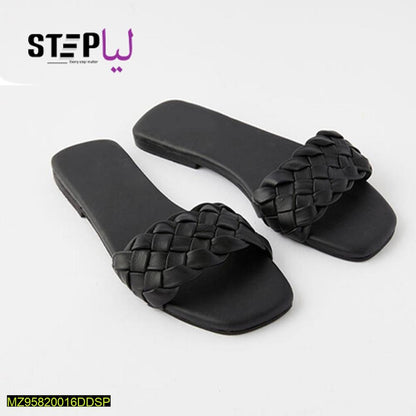 Women's Black Braided Rexene Slipper Size 6-11