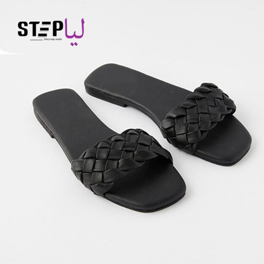 Women's Black Braided Rexene Slipper Size 6-11