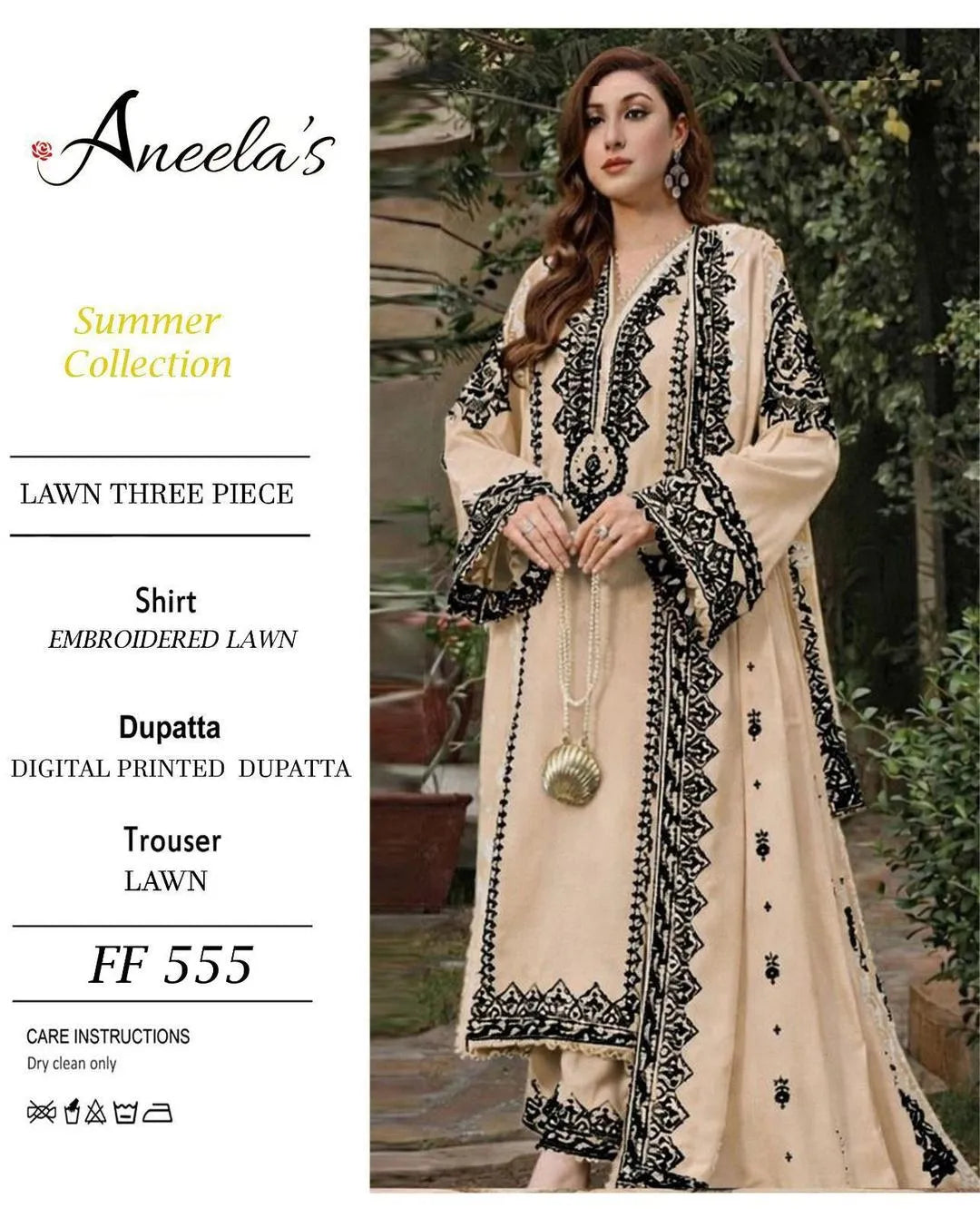 Anella's Summer Lawn 3 Pcs Off White Embroidered Suit FF555
