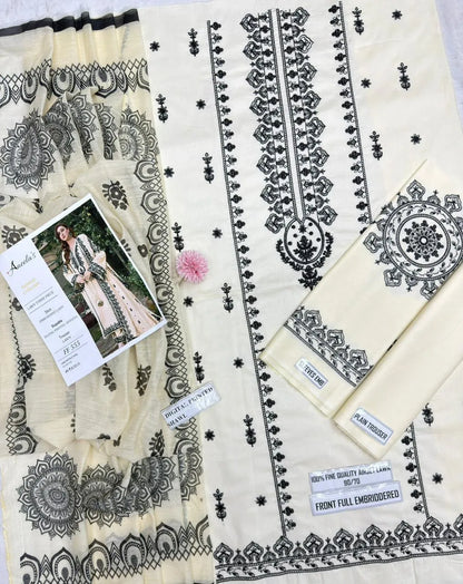 Anella's Summer Lawn 3 Pcs Off White Embroidered Suit FF555