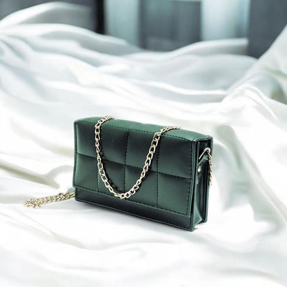 Green Crossbody Bag for Girls with Rose Gold Chain